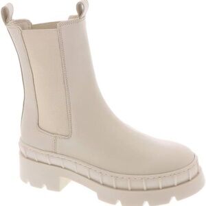 Steve Madden Women’s Barclay Leather Moto Boots Size 8.5 Bone/White